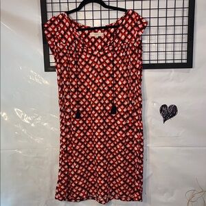 LOFT Patterned Midi Dress with tassels